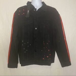 Black & Red Fashion Nova Men denim jacket Size XL